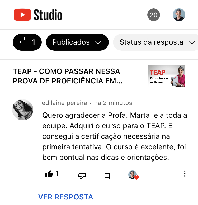 Depoimento de aluno do curso TEAP