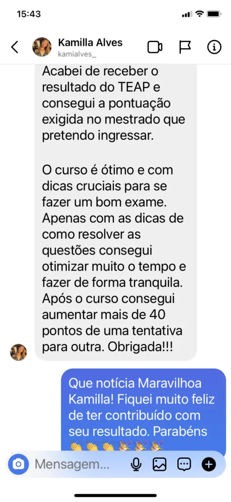 Depoimento de Kamilla sobre o Método TEAP