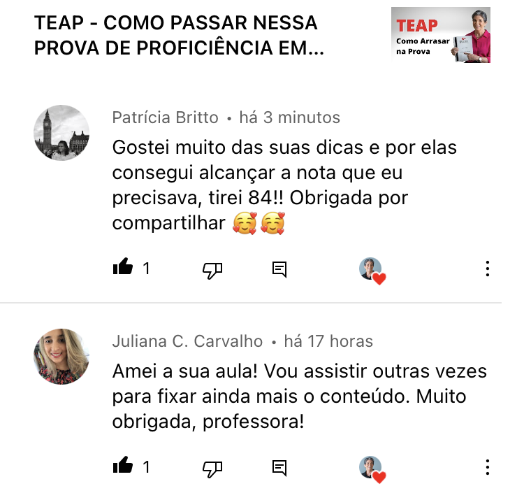 Depoimento de aluno do curso TEAP